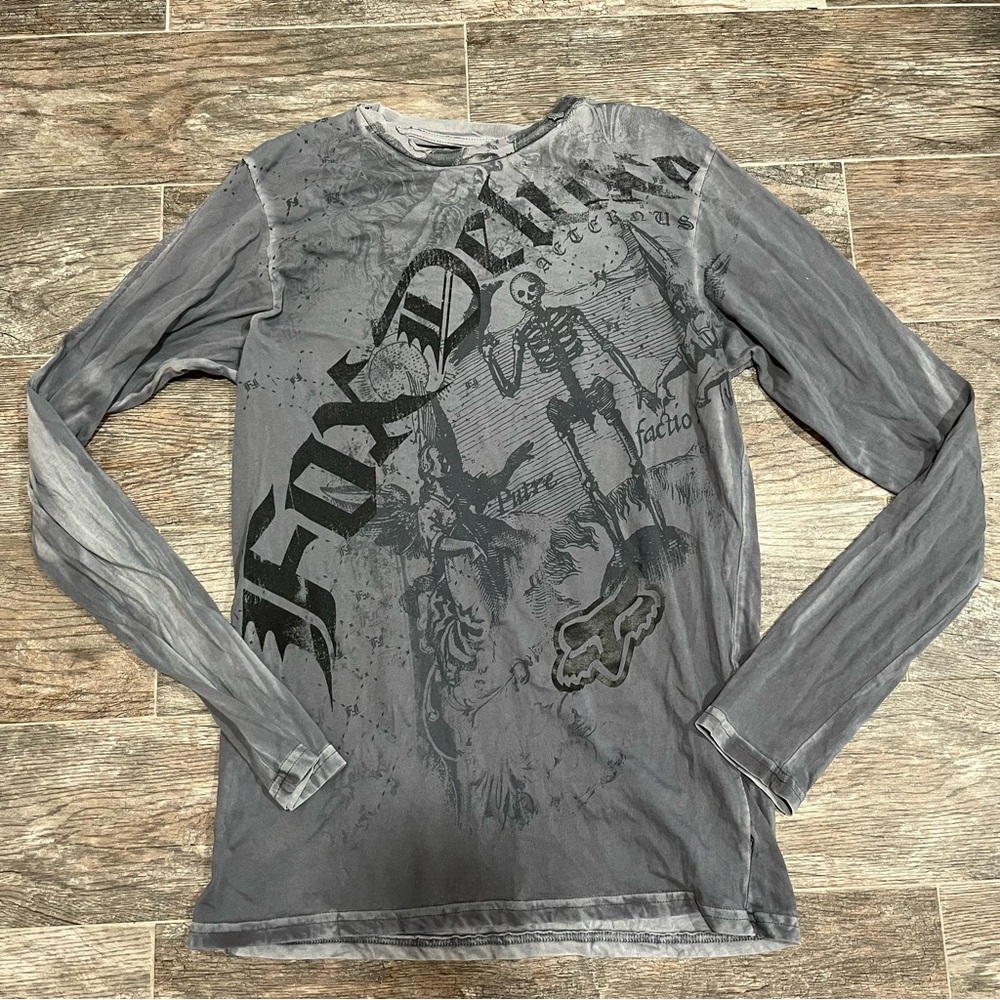 Fox Men's Gray Graphic Long-Sleeve Shirt